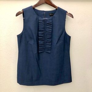 Banana Republic Navy Top Shirt Ruffle Business Blue Formal